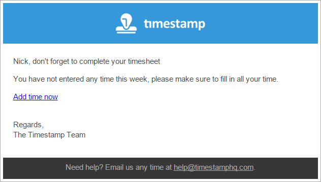 Timesheet email reminder