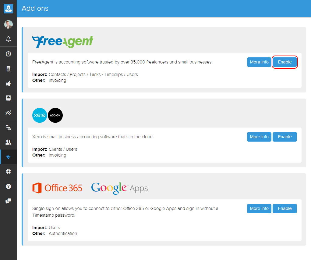 Enable FreeAgent